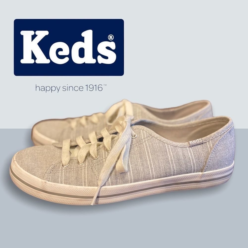 Keds Gray Striped Canvas Women's Sneakers 8